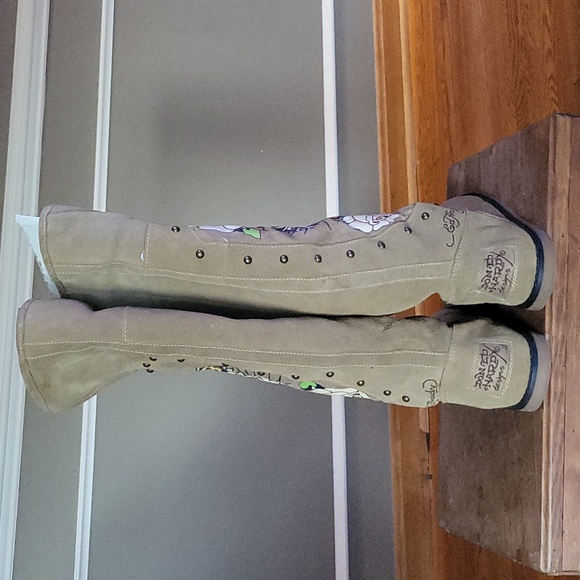 Vintage Ed Hardy Suede Tiger Boots Size 6 - Picture 6 of 11